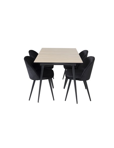 Matgrupp Silar med Velvet matstolar, 120 × 80 cm