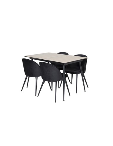 Matgrupp Silar med Velvet matstolar, 120 × 80 cm