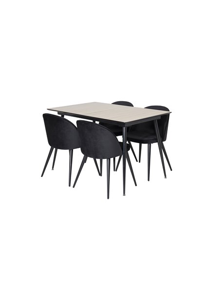 Matgrupp Silar med Velvet matstolar, 120 × 80 cm