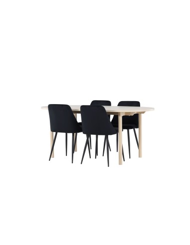 Matgrupp Andy med Night matstolar, 180 × 90 cm