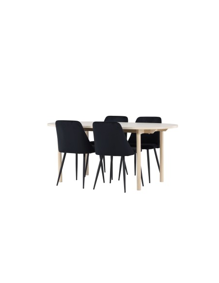 Matgrupp Andy med Night matstolar, 180 × 90 cm