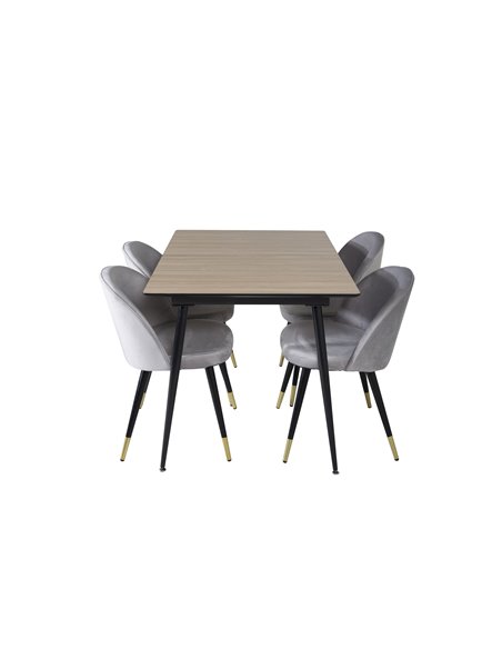 Matgrupp Silar med Velvet matstolar, 120 × 80 cm