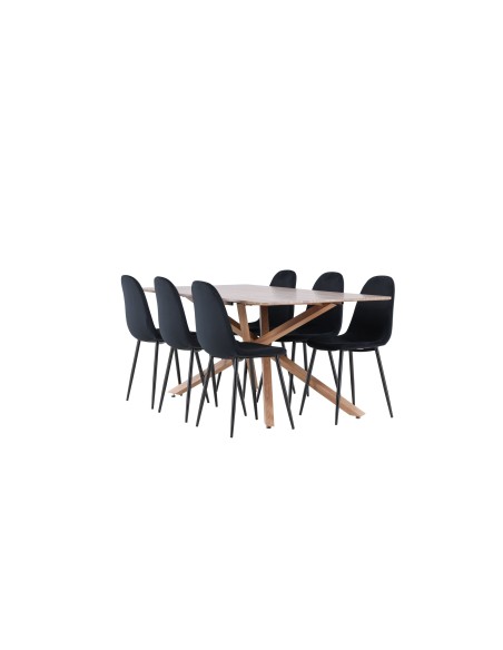 Matgrupp Piazza med Polar matstolar, 180 × 90 cm