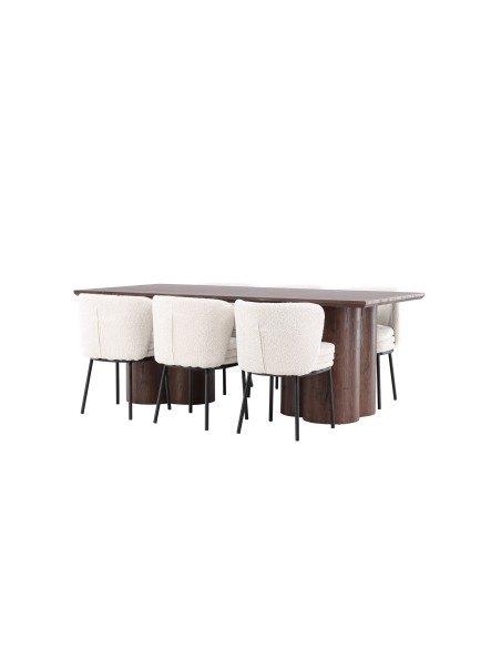 Matgrupp Olivia med Agnes matstolar, 210 × 100 cm