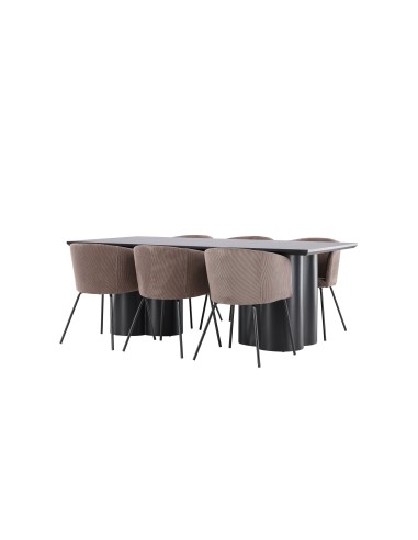 Matgrupp Olivia med Berit matstolar, 210 × 100 cm