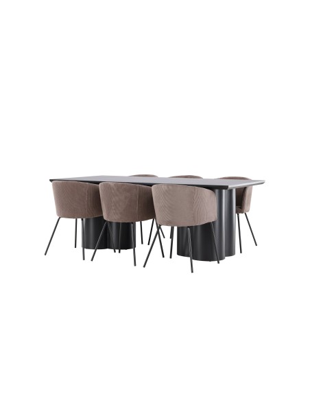 Matgrupp Olivia med Berit matstolar, 210 × 100 cm