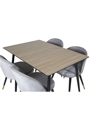 Matgrupp Silar med Velvet matstolar, 120 × 80 cm