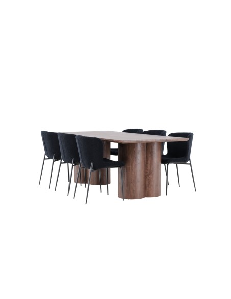 Matgrupp Olivia med Modesto matstolar, 210 × 100 cm