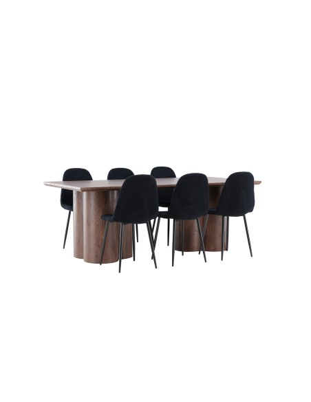 Matgrupp Olivia med Polar matstolar, 210 × 100 cm