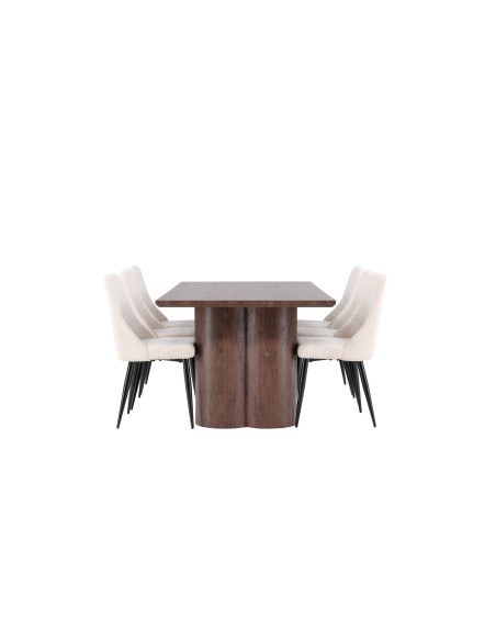 Matgrupp Olivia med Leone matstolar, 210 × 100 cm