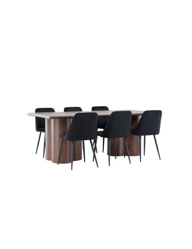 Matgrupp Olivia med Night matstolar, 210 × 100 cm