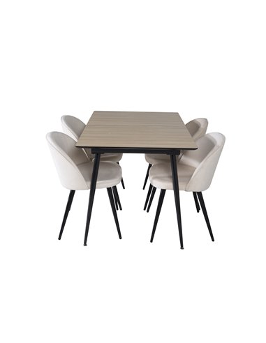Matgrupp Silar med Velvet matstolar, 120 × 80 cm