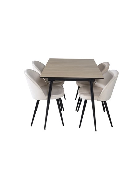 Matgrupp Silar med Velvet matstolar, 120 × 80 cm