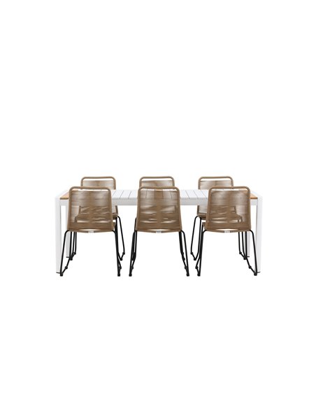 Matgrupp Togo med Lindos matstolar, 200 × 100 cm