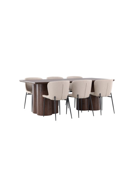 Matgrupp Olivia med Modesto matstolar, 210 × 100 cm