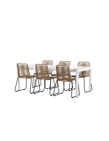 Matgrupp Togo med Lindos matstolar, 200 × 100 cm