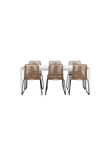 Matgrupp Togo med Lindos matstolar, 200 × 100 cm