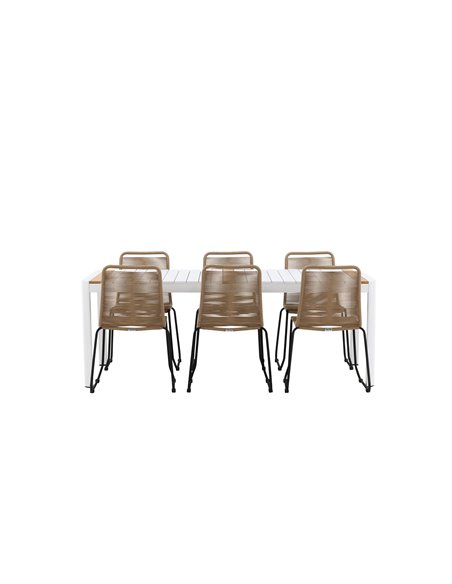 Matgrupp Togo med Lindos matstolar, 200 × 100 cm
