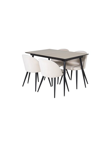 Matgrupp Silar med Velvet matstolar, 120 × 80 cm