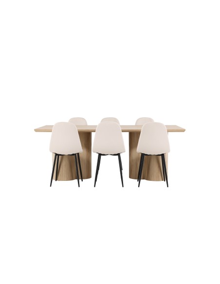 Matgrupp Olivia med Polar matstolar, 210 × 100 cm