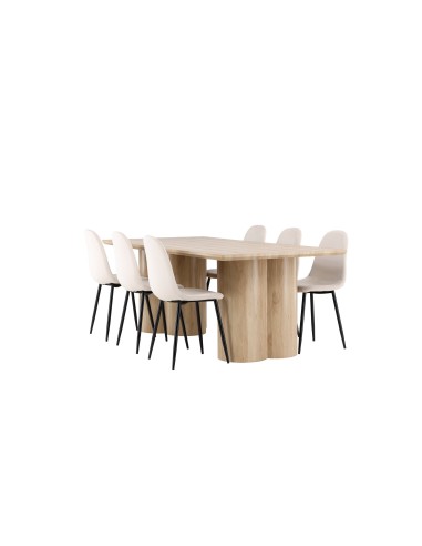 Matgrupp Olivia med Polar matstolar, 210 × 100 cm