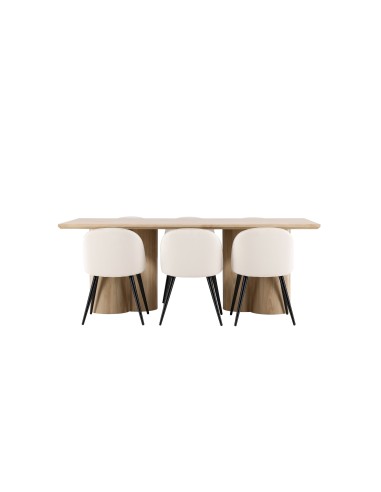 Matgrupp Olivia med Velvet matstolar, 210 × 100 cm