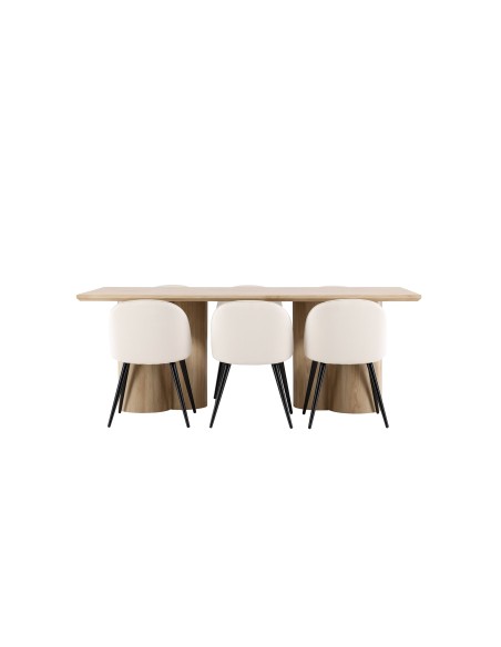 Matgrupp Olivia med Velvet matstolar, 210 × 100 cm
