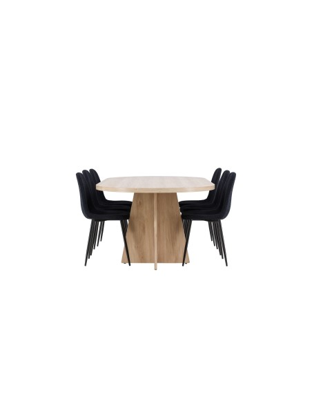 Matgrupp Bootcut med Polar matstolar, 230 × 115 cm