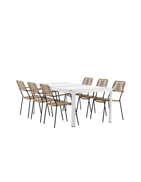 Matgrupp Togo med Lindos matstolar, 200 × 100 cm