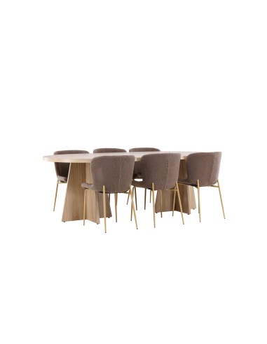 Matgrupp Bootcut med Modesto matstolar, 230 × 115 cm