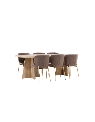 Matgrupp Bootcut med Modesto matstolar, 230 × 115 cm