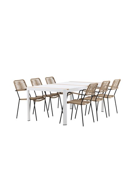 Matgrupp Togo med Lindos matstolar, 200 × 100 cm