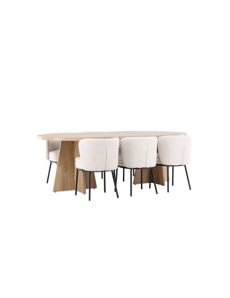 Matgrupp Bootcut med Agnes matstolar, 230 × 115 cm