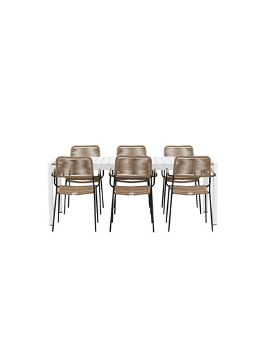 Matgrupp Togo med Lindos matstolar, 200 × 100 cm