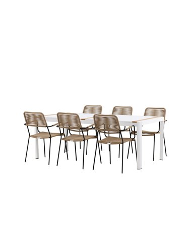 Matgrupp Togo med Lindos matstolar, 200 × 100 cm