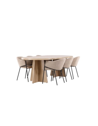 Matgrupp Bootcut med Evelina matstolar, 230 × 115 cm