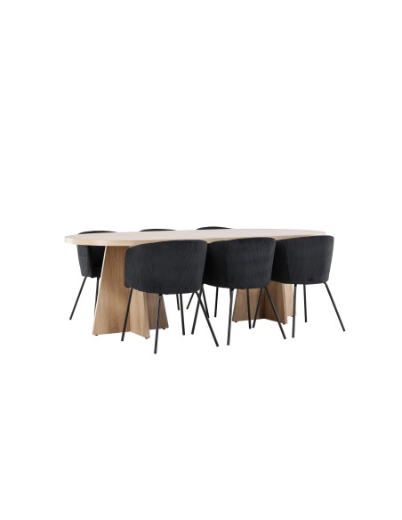 Matgrupp Bootcut med Berit matstolar, 230 × 115 cm