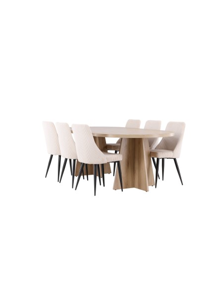 Matgrupp Bootcut med Leone matstolar, 230 × 115 cm