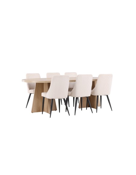 Matgrupp Bootcut med Leone matstolar, 230 × 115 cm