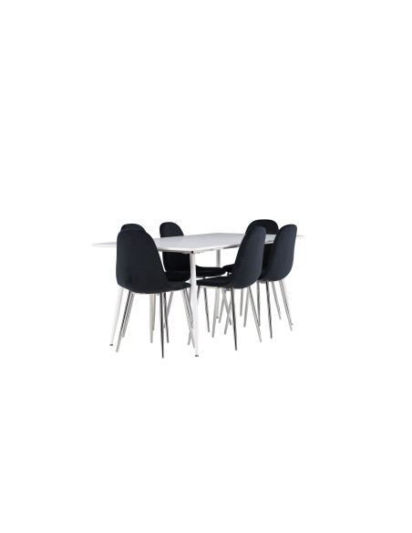 Matgrupp Silar med Polar matstolar, 180 × 90 cm