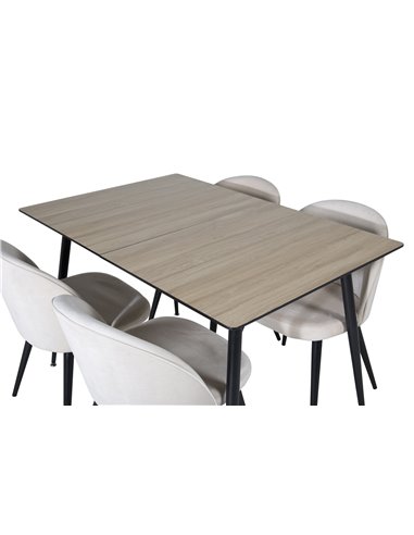 Matgrupp Silar med Velvet matstolar, 120 × 80 cm