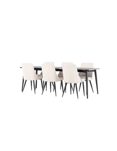 Matgrupp Ellis med Leone matstolar, 230 × 85 cm