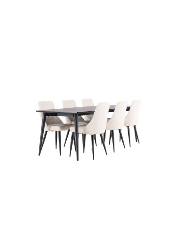 Matgrupp Ellis med Leone matstolar, 230 × 85 cm