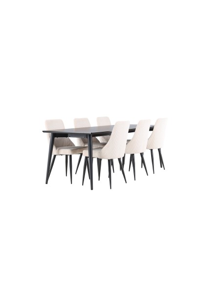Matgrupp Ellis med Leone matstolar, 230 × 85 cm