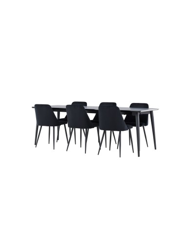 Matgrupp Ellis med Night matstolar, 230 × 85 cm