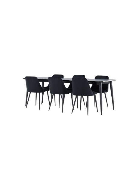Matgrupp Ellis med Night matstolar, 230 × 85 cm