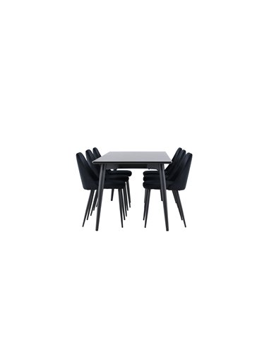 Matgrupp Ellis med Night matstolar, 230 × 85 cm