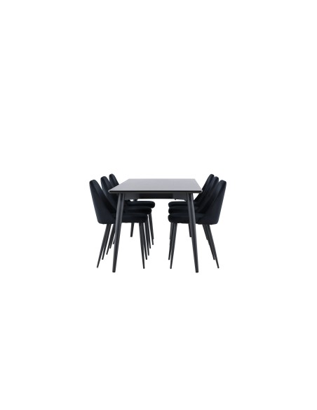 Matgrupp Ellis med Night matstolar, 230 × 85 cm