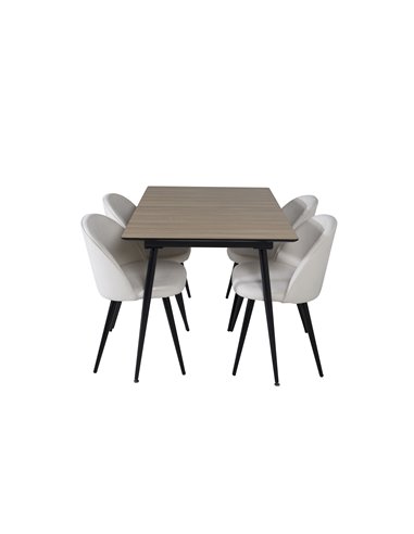 Matgrupp Silar med Velvet matstolar, 120 × 80 cm