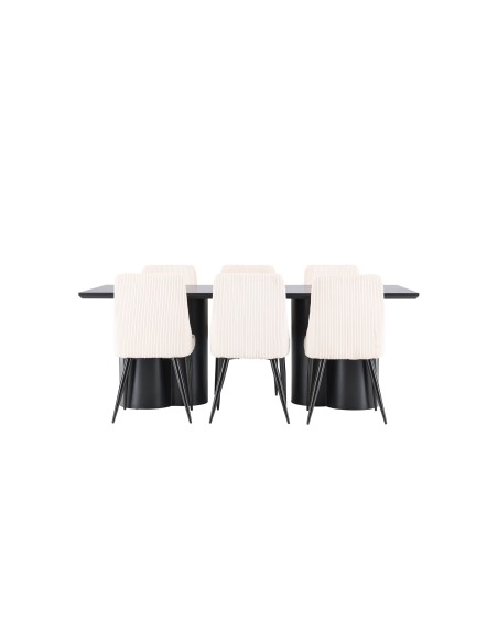 Matgrupp Olivia med Leone matstolar, 210 × 100 cm